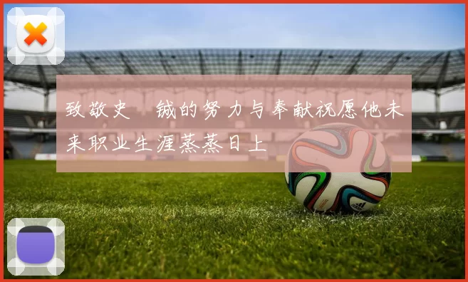 致敬史堉铖的努力与奉献祝愿他未来职业生涯蒸蒸日上